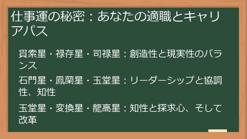 仕事運の秘密：あなたの適職とキャリアパス