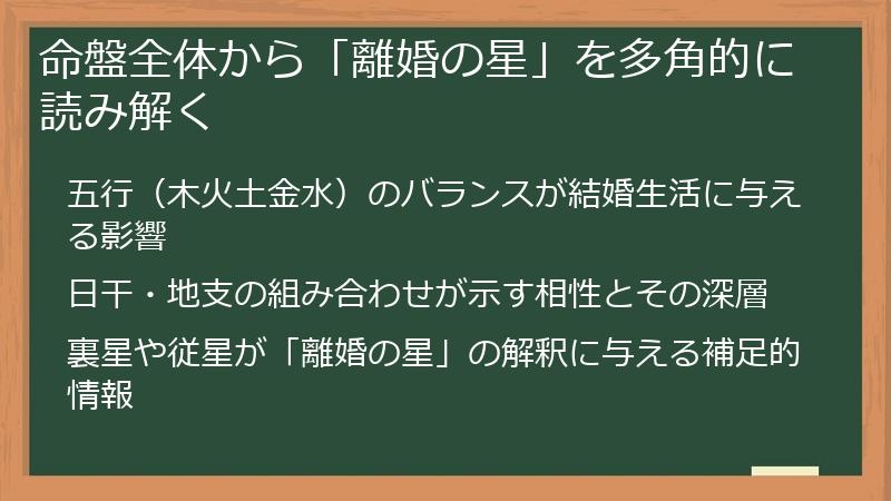命盤全体から「離婚の星」を多角的に読み解く