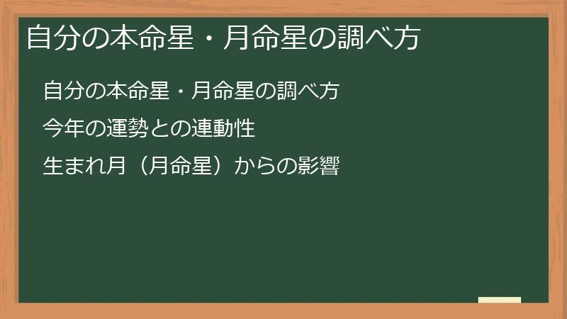 自分の本命星・月命星の調べ方