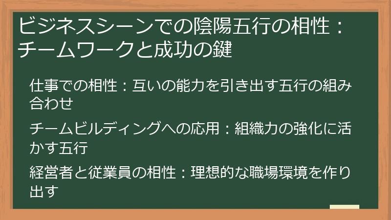 ビジネスシーンでの陰陽五行の相性：チームワークと成功の鍵