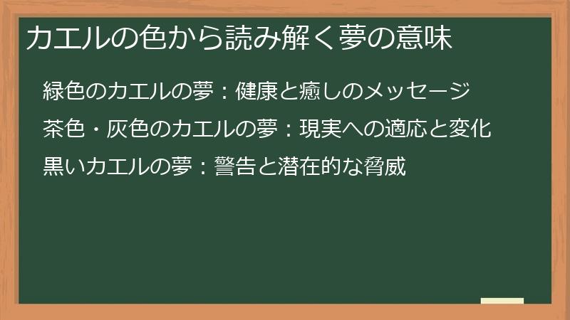 カエルの色から読み解く夢の意味
