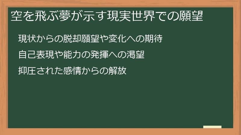 空を飛ぶ夢が示す現実世界での願望