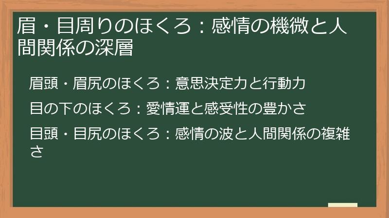 眉・目周りのほくろ：感情の機微と人間関係の深層