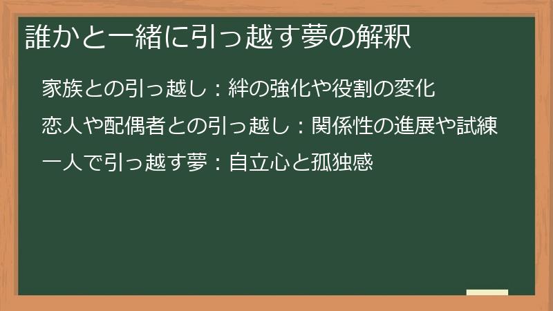 誰かと一緒に引っ越す夢の解釈