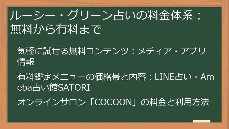 ルーシー・グリーン占いの料金体系：無料から有料まで