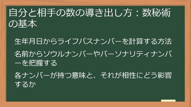 自分と相手の数の導き出し方：数秘術の基本