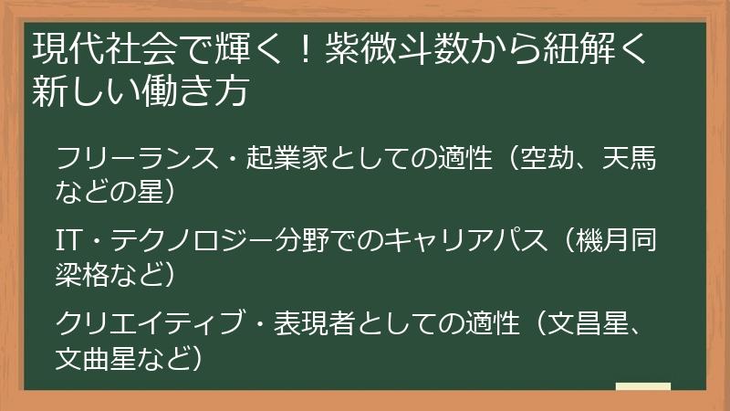 現代社会で輝く！紫微斗数から紐解く新しい働き方