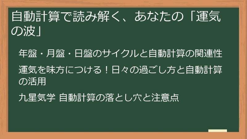自動計算で読み解く、あなたの「運気の波」
