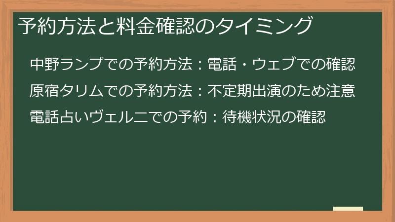 予約方法と料金確認のタイミング