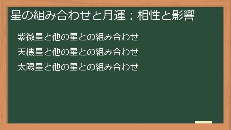 星の組み合わせと月運：相性と影響