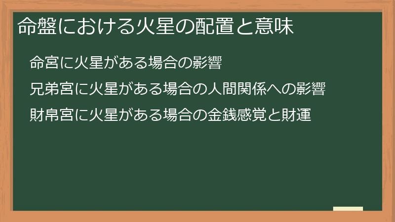 命盤における火星の配置と意味