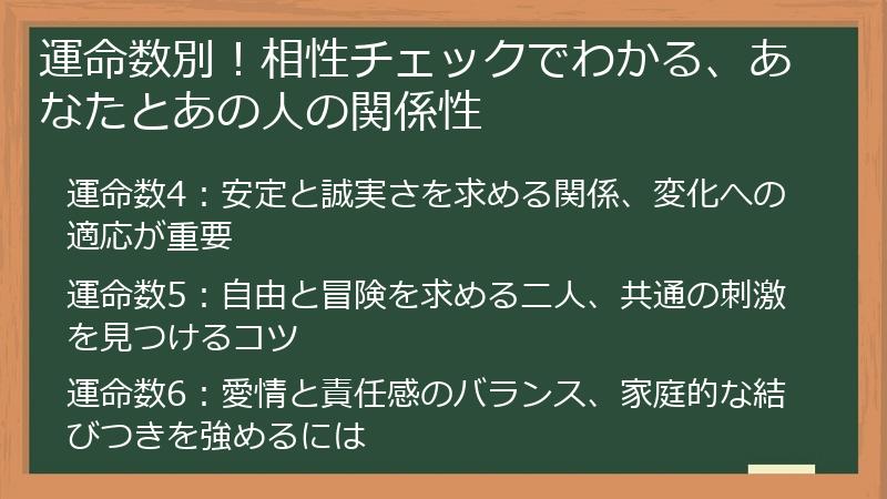 運命数別！相性チェックでわかる、あなたとあの人の関係性