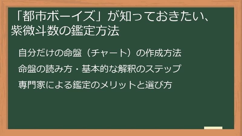 「都市ボーイズ」が知っておきたい、紫微斗数の鑑定方法