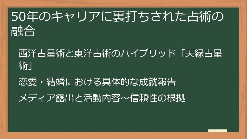 50年のキャリアに裏打ちされた占術の融合