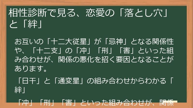 相性診断で見る、恋愛の「落とし穴」と「絆」