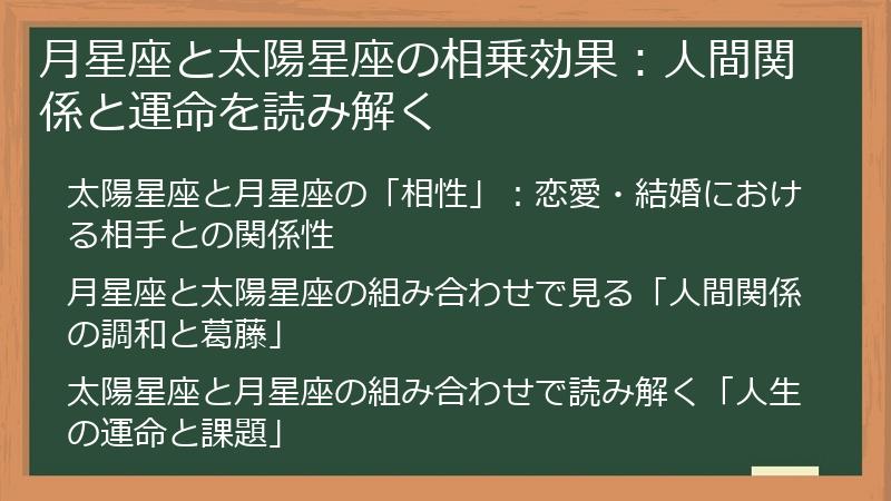 月星座と太陽星座の相乗効果：人間関係と運命を読み解く