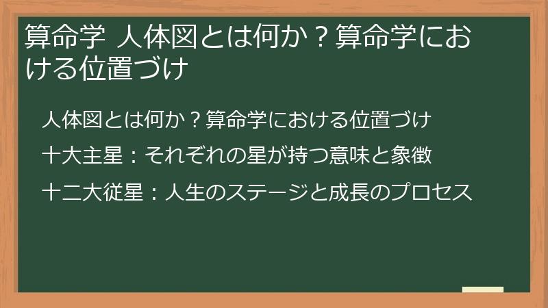 算命学 人体図とは何か？算命学における位置づけ