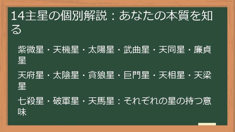14主星の個別解説：あなたの本質を知る