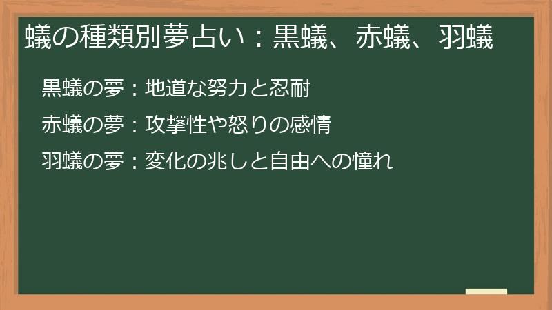 蟻の種類別夢占い：黒蟻、赤蟻、羽蟻