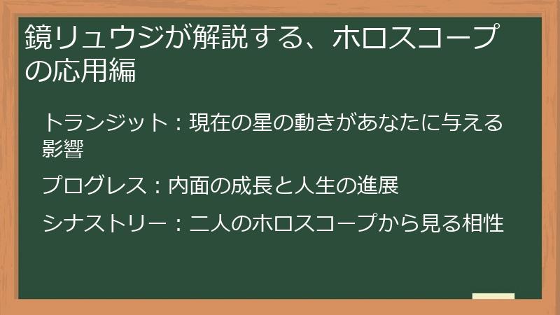 鏡リュウジが解説する、ホロスコープの応用編