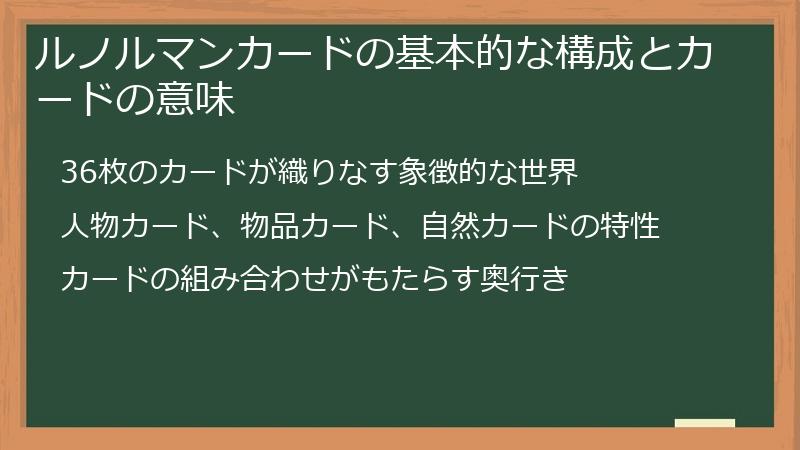 ルノルマンカードの基本的な構成とカードの意味