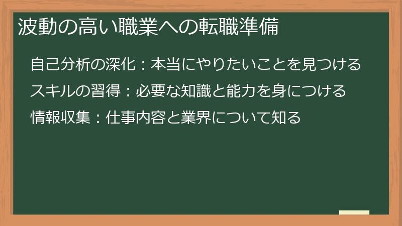 波動の高い職業への転職準備