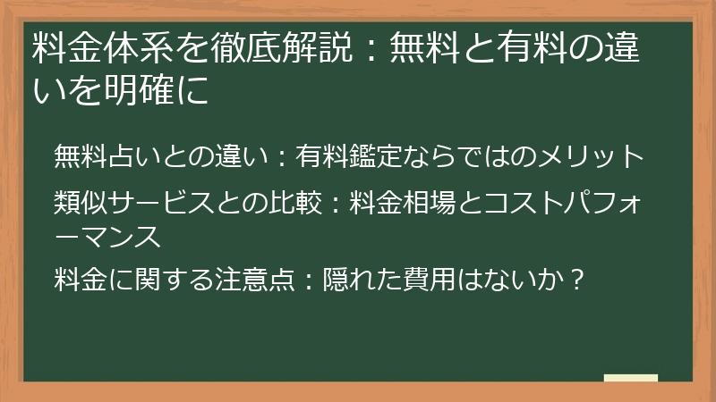 料金体系を徹底解説：無料と有料の違いを明確に