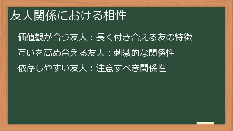 友人関係における相性