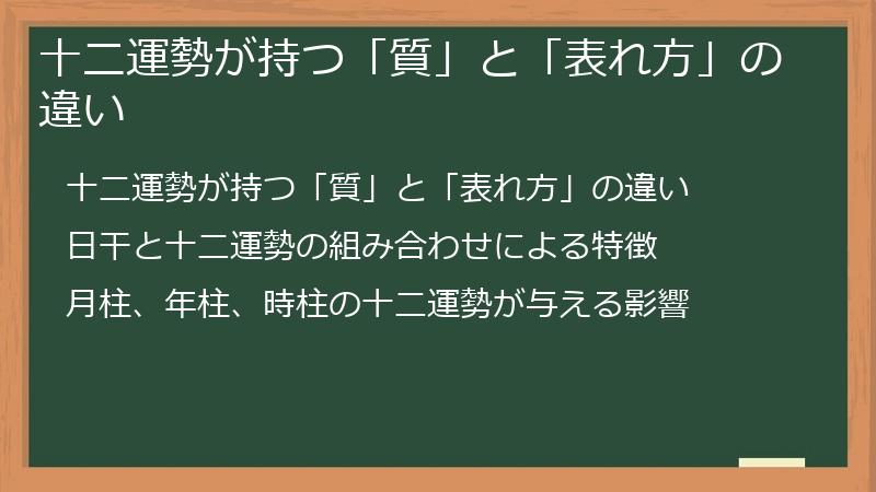 十二運勢が持つ「質」と「表れ方」の違い
