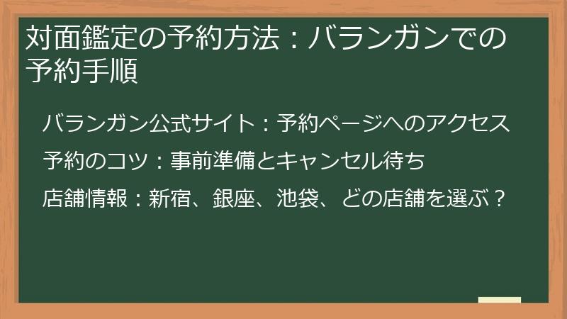 対面鑑定の予約方法：バランガンでの予約手順