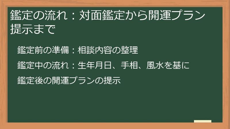 鑑定の流れ：対面鑑定から開運プラン提示まで