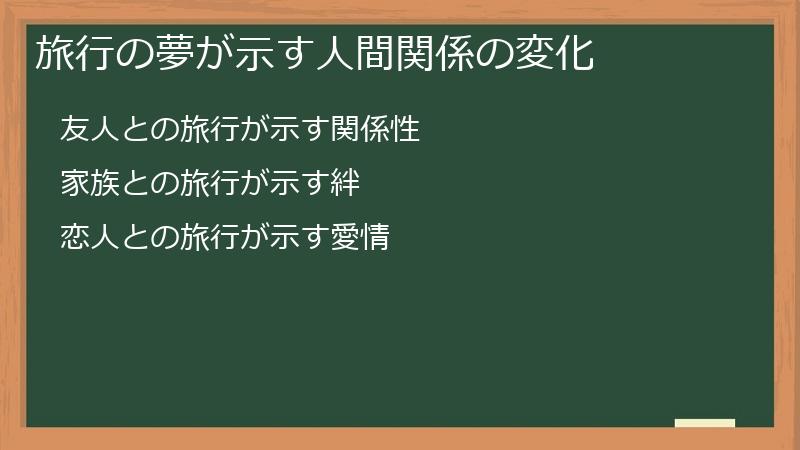 旅行の夢が示す人間関係の変化