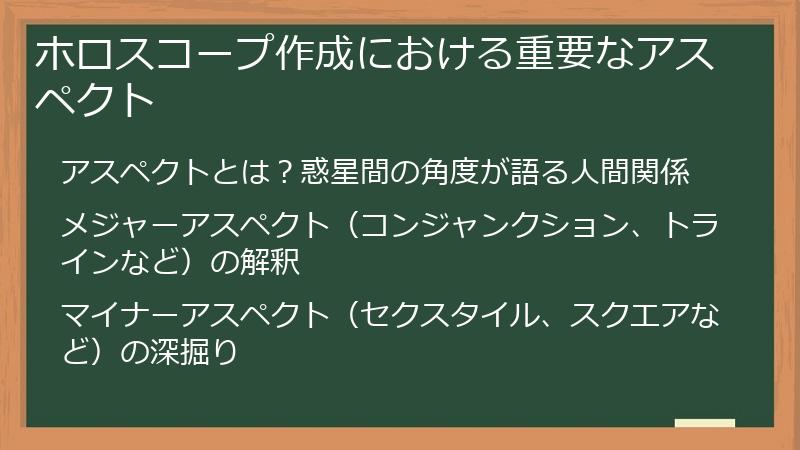 ホロスコープ作成における重要なアスペクト
