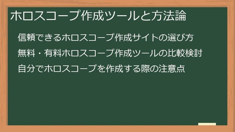 ホロスコープ作成ツールと方法論