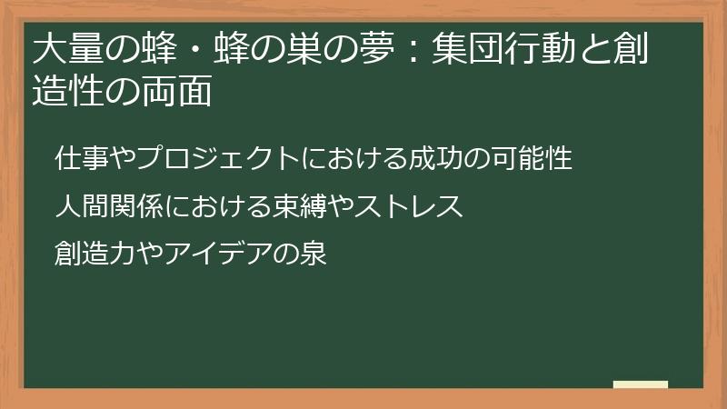 大量の蜂・蜂の巣の夢：集団行動と創造性の両面