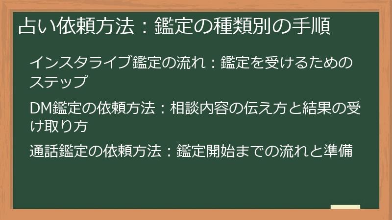 占い依頼方法：鑑定の種類別の手順