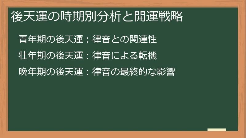 後天運の時期別分析と開運戦略