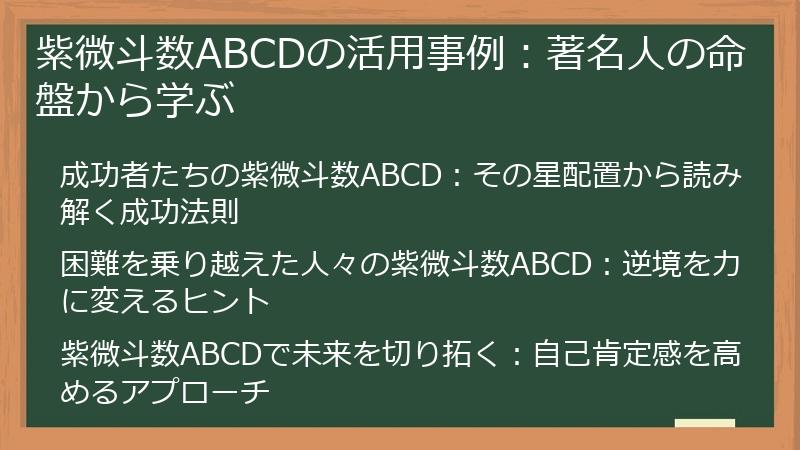 紫微斗数ABCDの活用事例：著名人の命盤から学ぶ