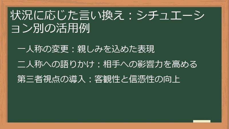 状況に応じた言い換え：シチュエーション別の活用例