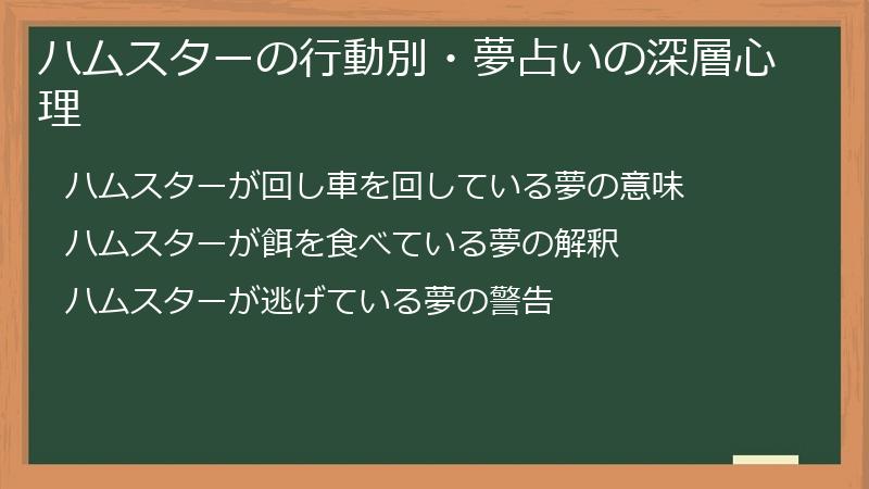 ハムスターの行動別・夢占いの深層心理