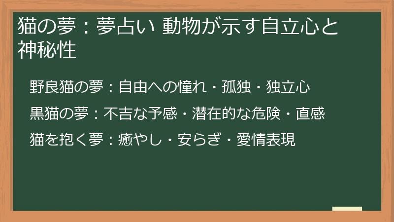 猫の夢：夢占い 動物が示す自立心と神秘性
