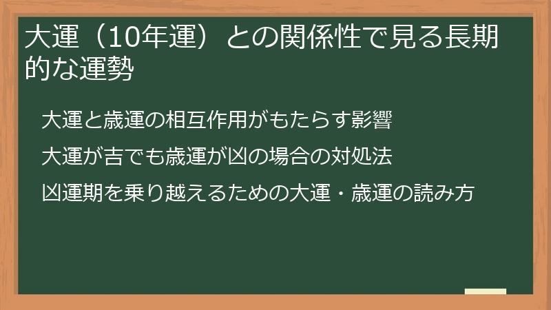 大運（10年運）との関係性で見る長期的な運勢