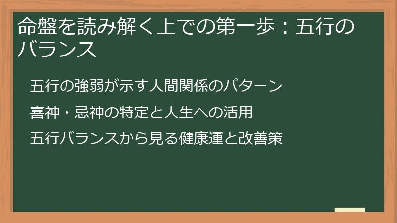 命盤を読み解く上での第一歩：五行のバランス