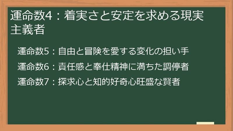 運命数4：着実さと安定を求める現実主義者