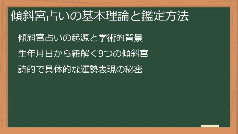 傾斜宮占いの基本理論と鑑定方法