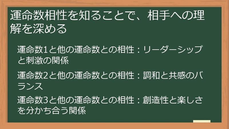 運命数相性を知ることで、相手への理解を深める
