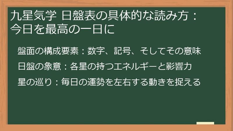 九星気学 日盤表の具体的な読み方：今日を最高の一日に