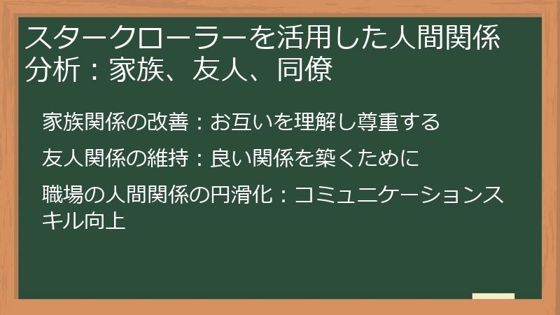 スタークローラーを活用した人間関係分析：家族、友人、同僚
