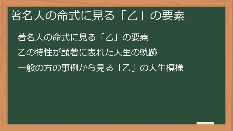 著名人の命式に見る「乙」の要素