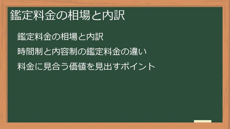 鑑定料金の相場と内訳